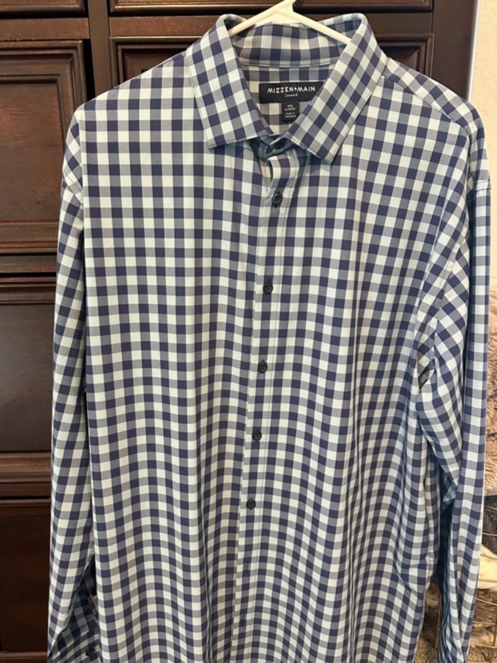 Mizzen+Main Men’s Blue & Navy Gingham Button-Up Shirt